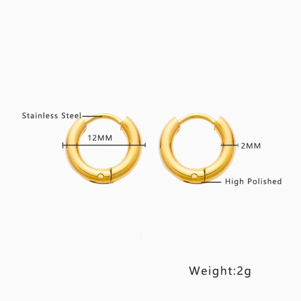 Stainless Steel 18K Gold Plated Round Earrings - Image 3